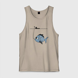 Майка мужская хлопок Огромный улов, цвет: миндальный