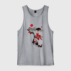 Майка мужская хлопок Рисунок Сакура, цвет: меланж