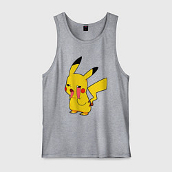 Майка мужская хлопок Уставший Пикачу, цвет: меланж