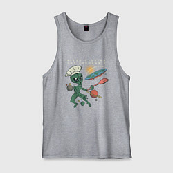 Майка мужская хлопок Повар и плоская земля пицца, цвет: меланж