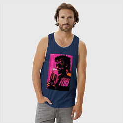 Майка мужская хлопок Тайлер Дёрден, Бойцовский клуб, цвет: тёмно-синий — фото 2