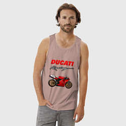 Майка мужская хлопок DUCATI ДУКАТИ MOTOSPORT, цвет: пыльно-розовый — фото 2