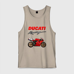 Майка мужская хлопок DUCATI ДУКАТИ MOTOSPORT, цвет: миндальный