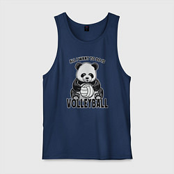 Майка мужская хлопок Volleyball Panda, цвет: тёмно-синий