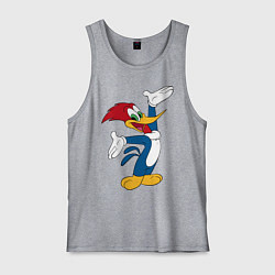 Майка мужская хлопок Дятел Вуди позирует, цвет: меланж