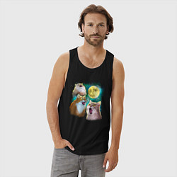 Майка мужская хлопок Котики воют на Луну, цвет: черный — фото 2