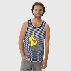 Майка мужская хлопок Попугай корелла портрет, цвет: синяя тельняшка — фото 2
