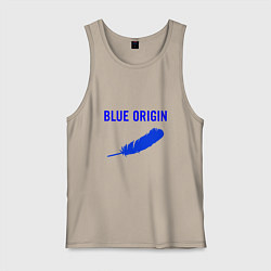 Майка мужская хлопок Blue Origin logo перо, цвет: миндальный