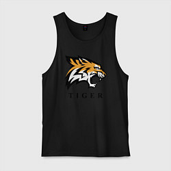 Майка мужская хлопок Тигр - Tiger, цвет: черный