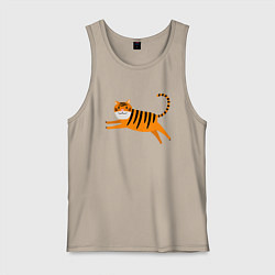 Майка мужская хлопок Jumping Tiger, цвет: миндальный