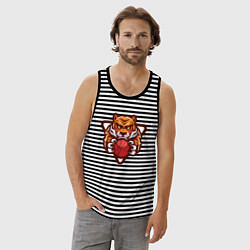 Майка мужская хлопок Basketball Tiger, цвет: черная тельняшка — фото 2