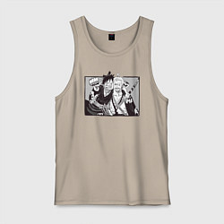 Майка мужская хлопок Луффи и Зоро вместе, цвет: миндальный