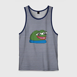 Майка мужская хлопок Pepe happy Пепе хеппи, цвет: синяя тельняшка