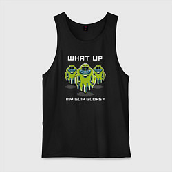 Майка мужская хлопок WHAT UP MY GLIP GLOPS?!, цвет: черный