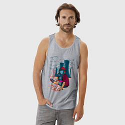 Майка мужская хлопок Загрязнение воздуха, цвет: меланж — фото 2