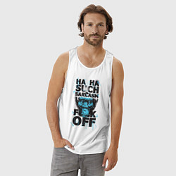 Майка мужская хлопок Обезьяна и сарказм, цвет: белый — фото 2