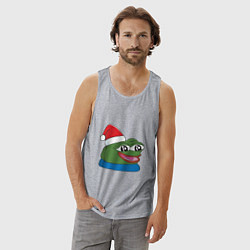 Майка мужская хлопок Pepe, pepe happy, Пепе хеппи, pepe happy new year, цвет: меланж — фото 2