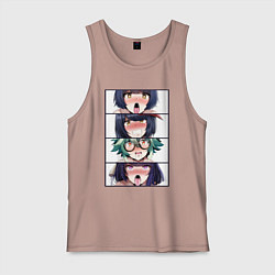 Майка мужская хлопок Genshin Impact Ahegao face, цвет: пыльно-розовый