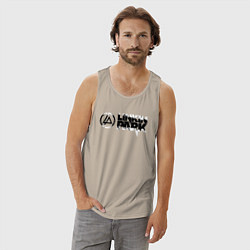 Майка мужская хлопок Линкин Парк Лого ЧБ Рок Linkin Park, цвет: миндальный — фото 2