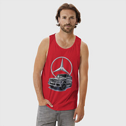Майка мужская хлопок Mercedes Gelendwagen G63 AMG G-class G400d, цвет: красный — фото 2