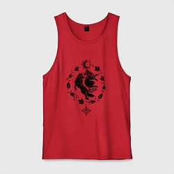 Майка мужская хлопок Волки из легенд, цвет: красный