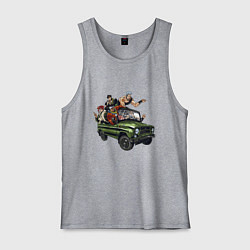 Мужская майка Персонажи жожо едут на уазике джо джо