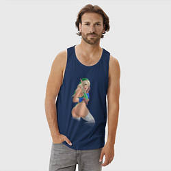 Майка мужская хлопок Link girl from Legen of Zelda, цвет: тёмно-синий — фото 2