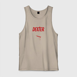 Майка мужская хлопок Декстер порез кровь, цвет: миндальный
