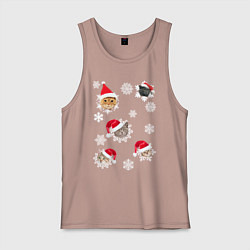 Мужская майка Новогодние Коты в Шапках