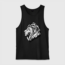 Мужская майка Лев в наушниках