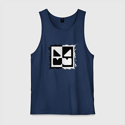 Майка мужская хлопок GEOMETRY DASH BLACK WHITE, цвет: тёмно-синий