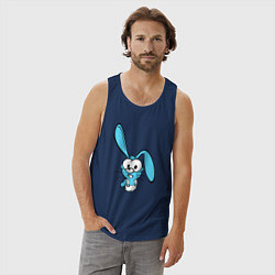 Майка мужская хлопок Заяц пучеглазый голубенький, цвет: тёмно-синий — фото 2