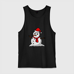 Майка мужская хлопок Двухсторонний снеговик, цвет: черный