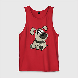 Мужская майка Щенок глазастый бежевый