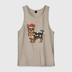 Мужская майка Йоркширский терьер новогодний
