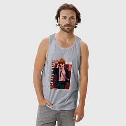 Майка мужская хлопок Моб Психо 100 Mob Psycho 100, Аратака Рэйгэн Arata, цвет: меланж — фото 2