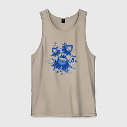 Мужская майка Голубой орнамент Гжель