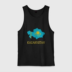 Майка мужская хлопок Map Kazakhstan, цвет: черный