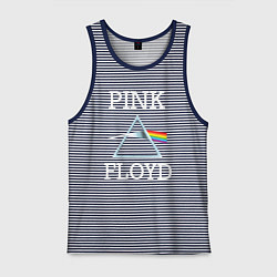 Майка мужская хлопок PINK FLOYD - ПИНК ФЛОЙД ЛОГОТИП, цвет: синяя тельняшка