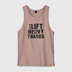 Майка мужская хлопок Давайте поднимать тяжелые вещи, цвет: пыльно-розовый