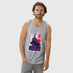 Майка мужская хлопок Евангелион ltd 0001, цвет: меланж — фото 2