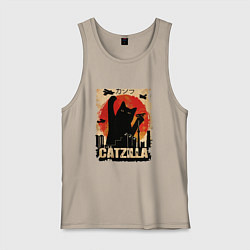 Майка мужская хлопок Котзилла 0001, цвет: миндальный