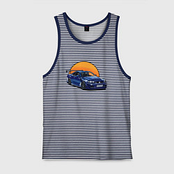 Майка мужская хлопок Ниссан gtr 2022, цвет: синяя тельняшка