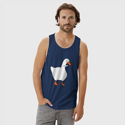 Майка мужская хлопок ГУСЬ С НОЖОМ МЕМ, цвет: тёмно-синий — фото 2