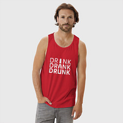 Майка мужская хлопок DRINK DRANK DRUNK, цвет: красный — фото 2