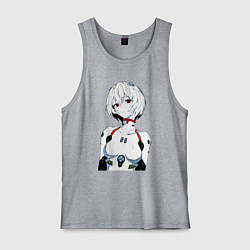 Майка мужская хлопок Рей Аянами Rei Ayanami Ева Евангелион, цвет: меланж
