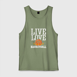 Майка мужская хлопок Live Love - Basketball, цвет: авокадо