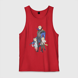 Майка мужская хлопок Дайнслейф и маленькие путешественники, цвет: красный