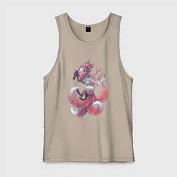 Мужская майка Кицунэ с веточкой сакуры