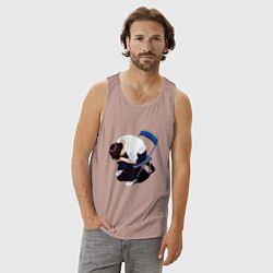 Майка мужская хлопок Синдзи Икари на стуле, цвет: пыльно-розовый — фото 2